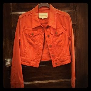Anthropologie Orange Jean Jacket NWOT